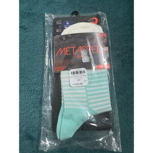 Asics Socks Size Medium Womens Blue Metaspeed Ladies Running Crew Sweat Control